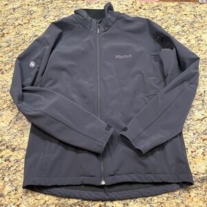 Marmot Mens Black Softshell Fleece Lined Full Zip Jacket Large Windbreaker